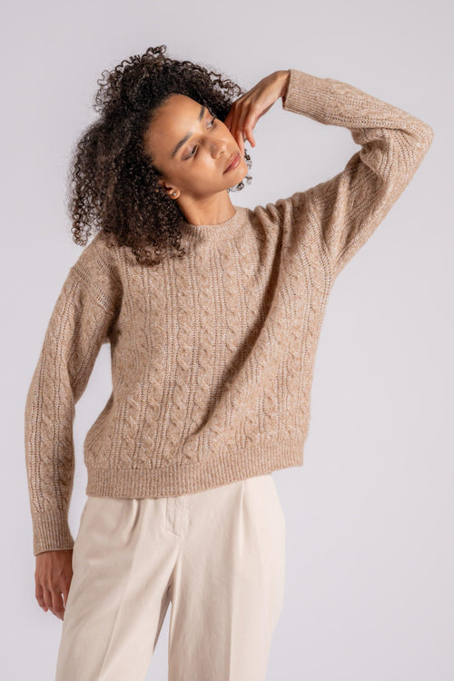 Maglia in Tricot Lana/Alpaca/Seta/Cachemire Beige