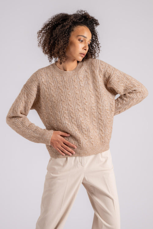 Maglia in Tricot Lana/Alpaca/Seta/Cachemire Beige - 2