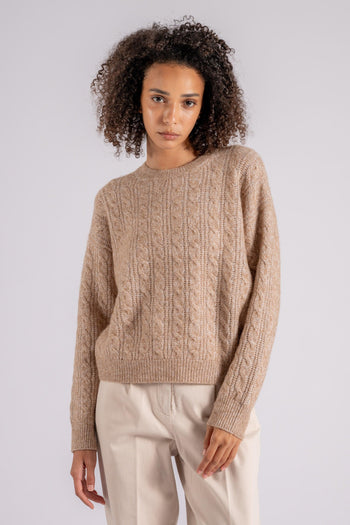 Maglia in Tricot Lana/Alpaca/Seta/Cachemire Beige - 3