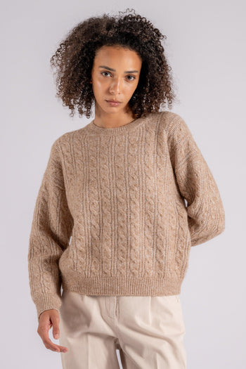 Maglia in Tricot Lana/Alpaca/Seta/Cachemire Beige - 4