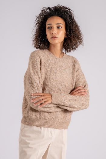 Maglia in Tricot Lana/Alpaca/Seta/Cachemire Beige - 5