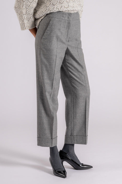 Pantalone Flanella Lana/Cashmere/Elastam Grigio