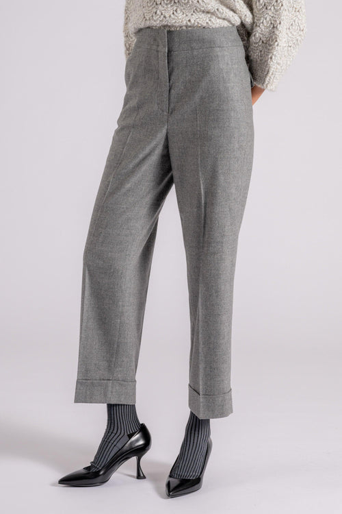 Pantalone Flanella Lana/Cashmere/Elastam Grigio - 2