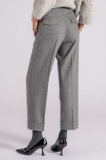 Pantalone Flanella Lana/Cashmere/Elastam Grigio - 3