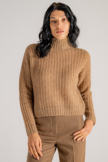 Maglia Collo Alto Beige Donna - 3