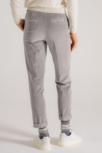 Pantalone Velluto 2000 Righe Grigio Donna - 3