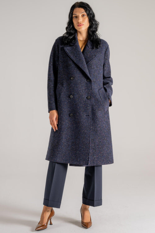 Woman Sailor Coat Boiled Wool Blu Donna