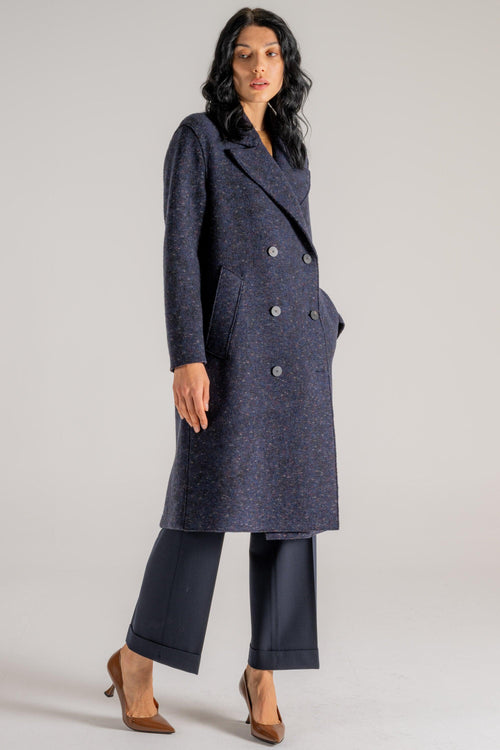 Woman Sailor Coat Boiled Wool Blu Donna - 2