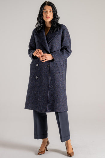 Woman Sailor Coat Boiled Wool Blu Donna - 3