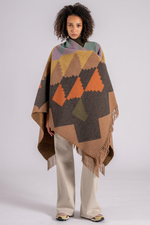 Poncho multicoloreee in Lana/Poliamidica