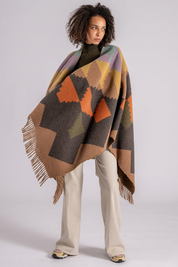 Poncho multicoloreee in Lana/Poliamidica - 3