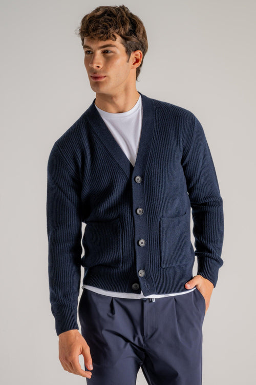 Cardigan Bottoni Blu Uomo