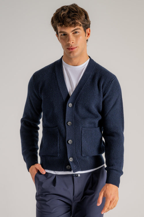 Cardigan Bottoni Blu Uomo - 2