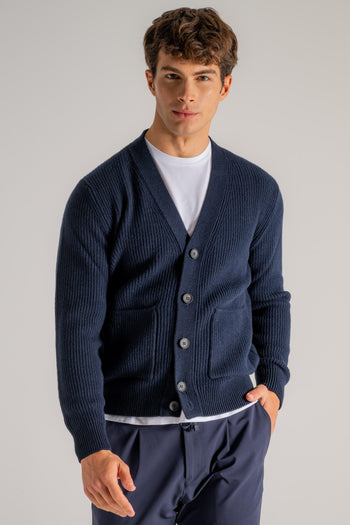 Cardigan Bottoni Blu Uomo - 3