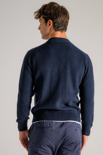 Cardigan Bottoni Blu Uomo - 4