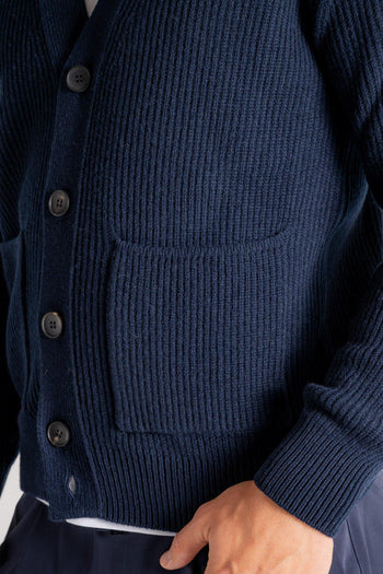 Cardigan Bottoni Blu Uomo - 5