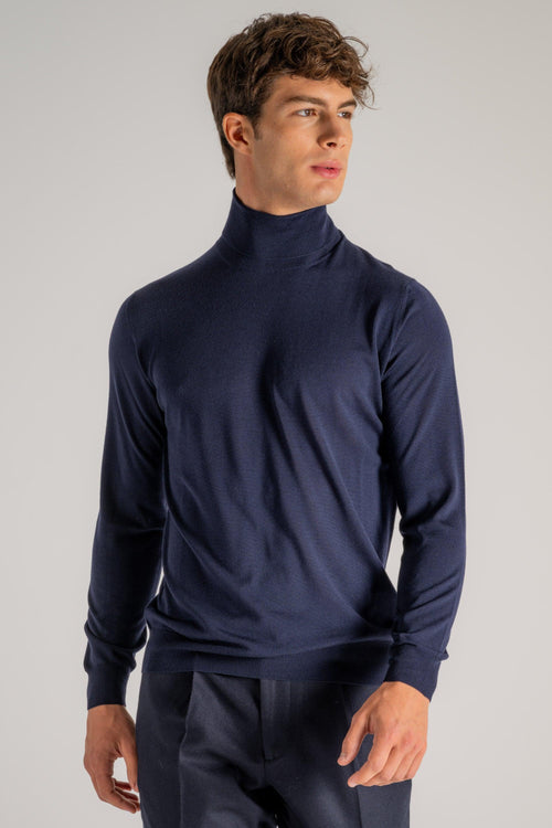 Maglia Dolcevita Royal Merino Blu Uomo