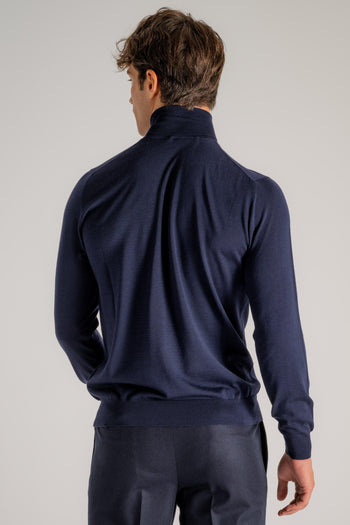 Maglia Dolcevita Royal Merino Blu Uomo - 4