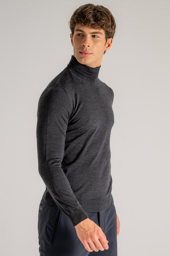 Maglia Dolcevita Royal Merino Grigio Uomo - 3