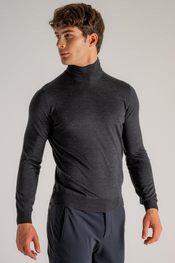 Maglia Dolcevita Royal Merino Grigio Uomo - 4