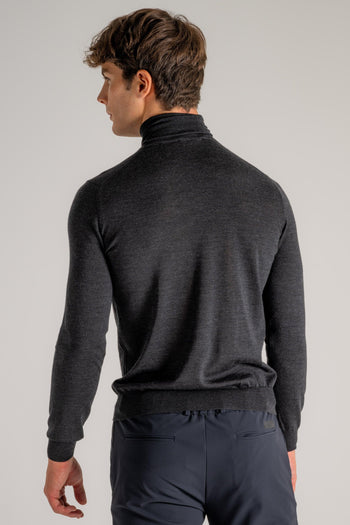 Maglia Dolcevita Royal Merino Grigio Uomo - 5