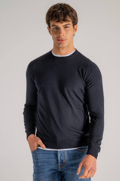 Maglia Girocollo Royal Merino Blu Uomo - 2