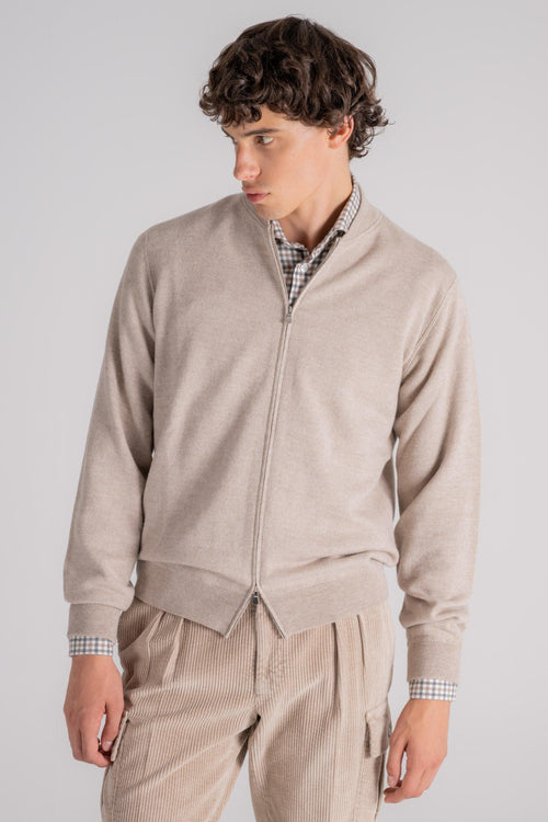 Maglia Fullzip Bomber Lana/Cashmere Beige