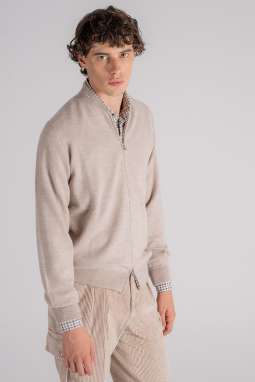 Maglia Fullzip Bomber Lana/Cashmere Beige - 2