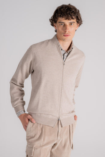 Maglia Fullzip Bomber Lana/Cashmere Beige - 3