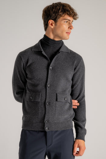 Field Jacket Felpa Lana Cashmere Grigio Uomo - 3