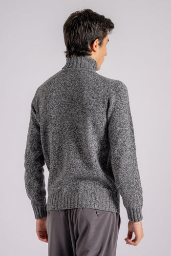 Maglia Dolcevita Lana Merino Superfine Grigio - 4