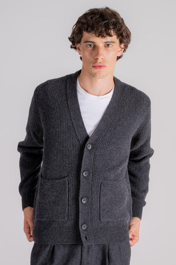 Cardigan Maglia con Bottoni 90% WV 10% WS Grigio - 3