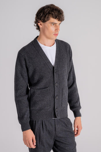 Cardigan Maglia con Bottoni 90% WV 10% WS Grigio - 4