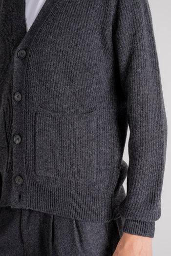 Cardigan Maglia con Bottoni 90% WV 10% WS Grigio - 6