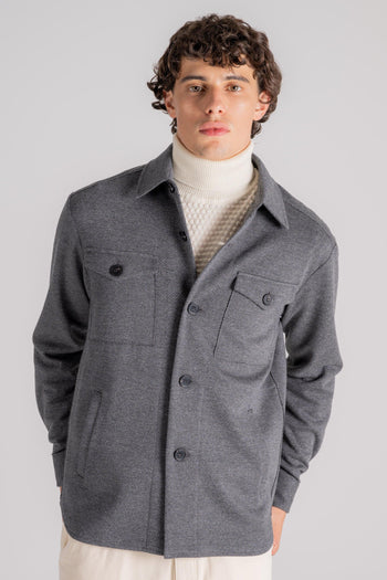 Shirt Jacket Mini Twill Grigio in Cotone/Lana/Poliestere - 3