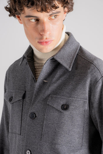 Shirt Jacket Mini Twill Grigio in Cotone/Lana/Poliestere - 5