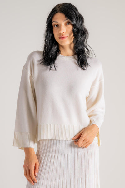 Round Neck Sweater Bianco Donna