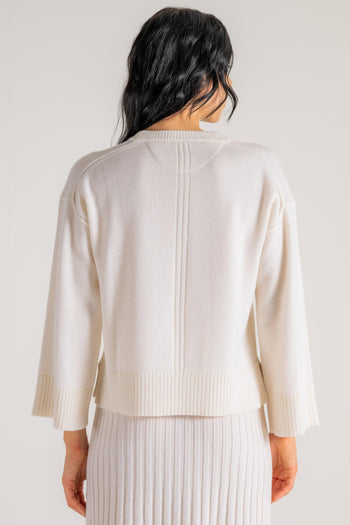 Round Neck Sweater Bianco Donna - 4