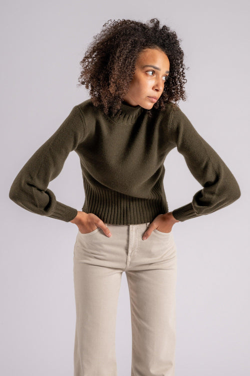 Mock Turtle Neck Sweater Cashmere Verde