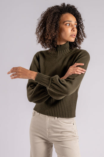 Mock Turtle Neck Sweater Cashmere Verde - 3