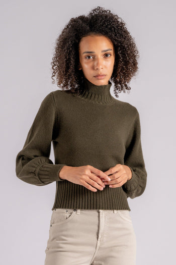 Mock Turtle Neck Sweater Cashmere Verde - 4