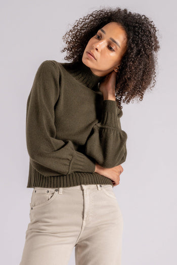 Mock Turtle Neck Sweater Cashmere Verde - 5