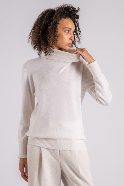 Turtle Neck Sweater Cashmere Bianco