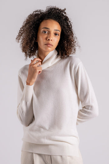 Turtle Neck Sweater Cashmere Bianco - 5