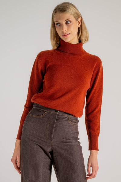 Turtle Neck Sweather Arancione Donna