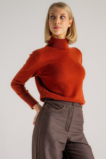 Turtle Neck Sweather Arancione Donna - 3