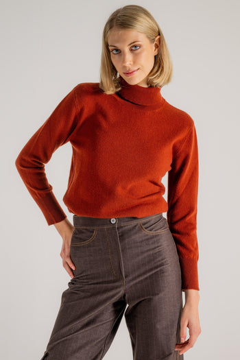 Turtle Neck Sweather Arancione Donna - 4