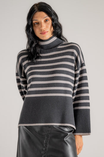 Trtle Neck Sweather Grigio Donna - 2