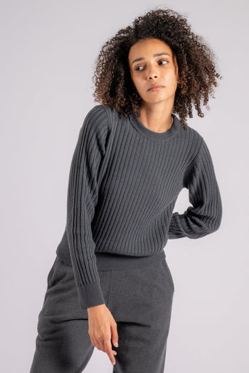 Maglione Girocollo Lana/Cashmere Grigio - 3