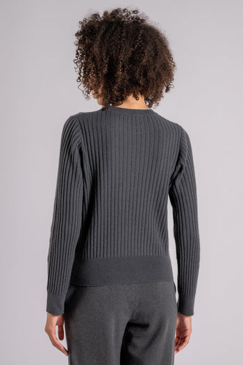 Maglione Girocollo Lana/Cashmere Grigio - 5